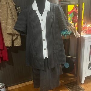 Classic Black Pinstripe Women's Skirt Set